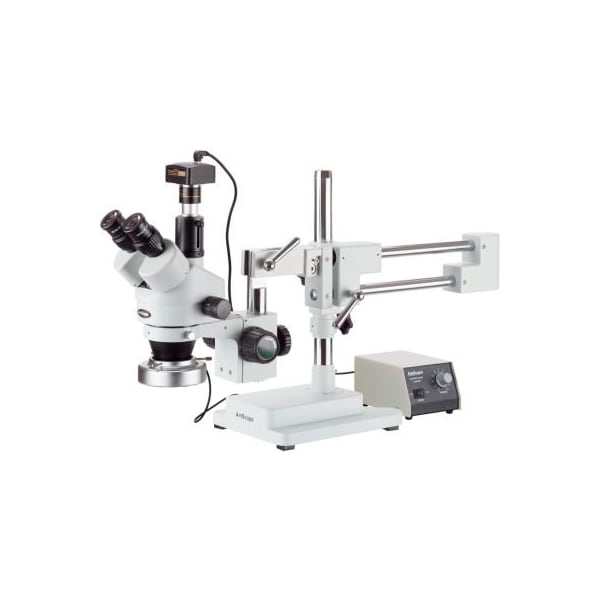 AmScope SM-4TZ-80M-5M 3.5X-90X Boom Stand Stereo Microscope with 80-LED Ring Light & 5MP Camera